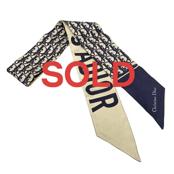 DIOR/ChristianDior - Gray Beige Navy Light Blue Scarf 172-072225 - Picture 1 of 4